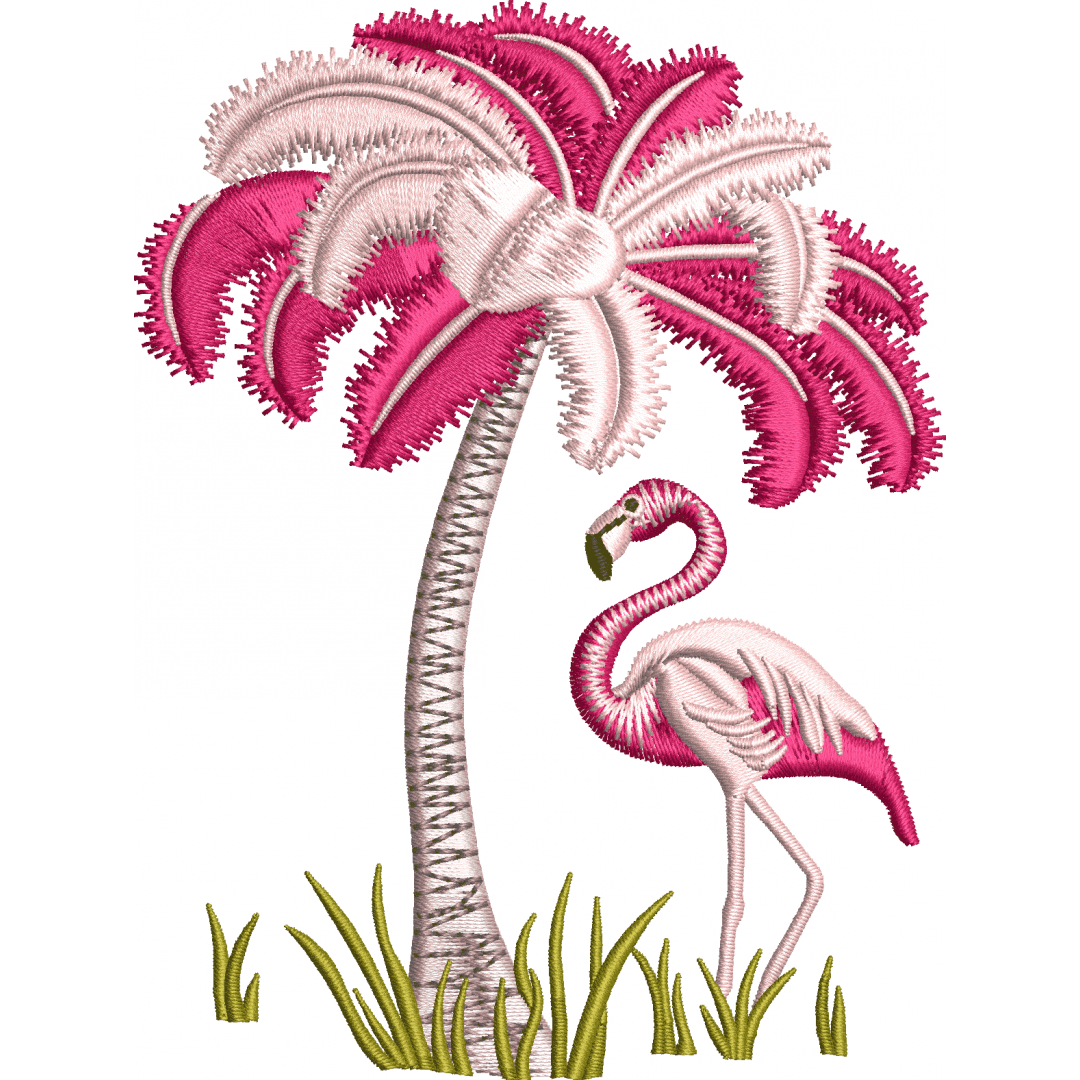 Ağaç 14f Palmiye ve flamingo
