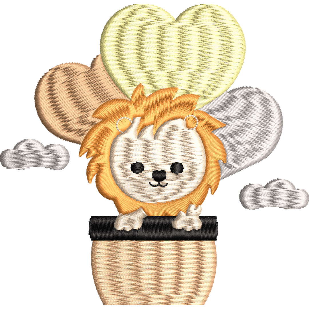 Lion embroidery design on balloon basket
