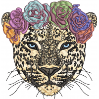 Rose crowned lion embroidery design 21f