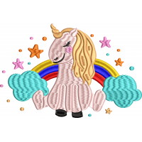 Unicorn unicorn embroidery design under rainbow 32f