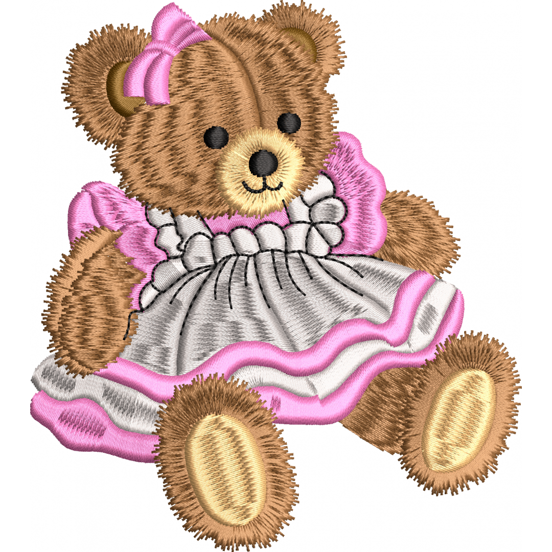 Lady bear embroidery design 28f