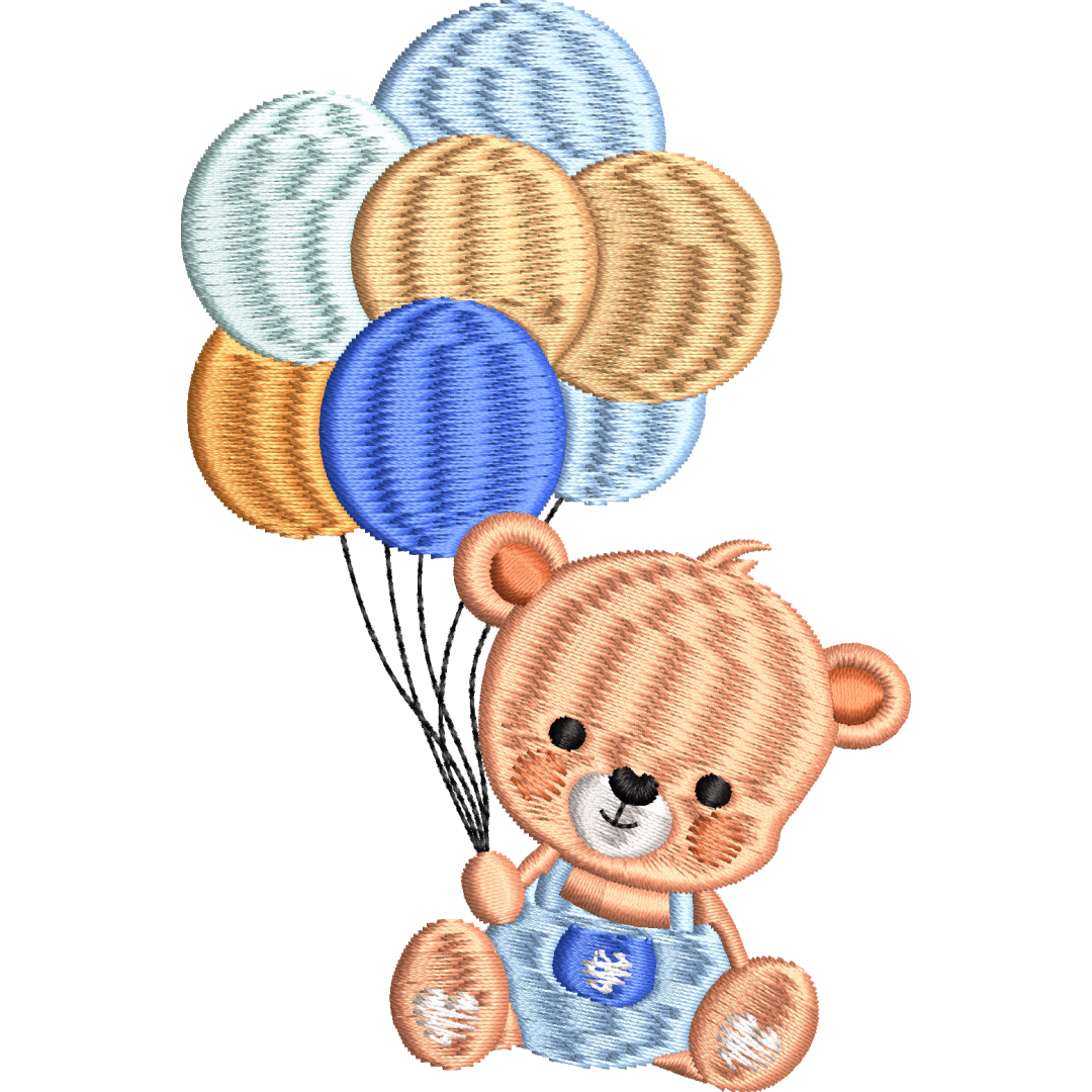 Balloon teddy bear embroidery design 32f