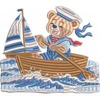 Boat bear embroidery design 36f