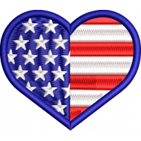 Heart shaped American flag embroidery design 15f