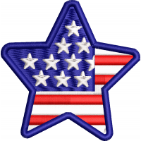 Star-shaped American flag embroidery design 16f