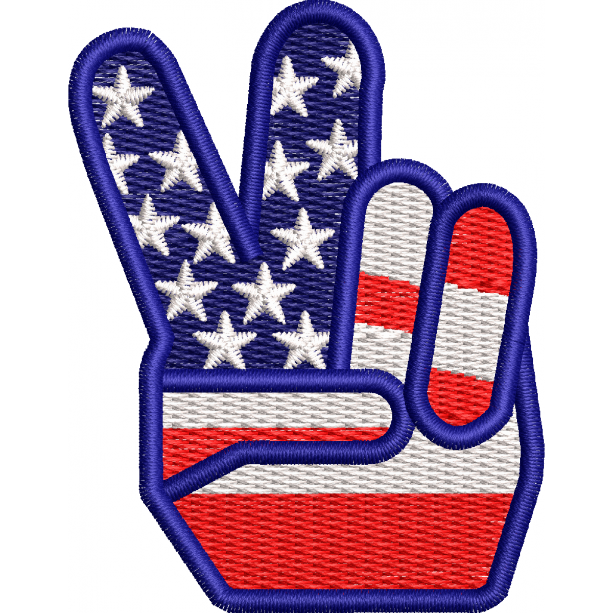 Hand-shaped American flag embroidery design 18f