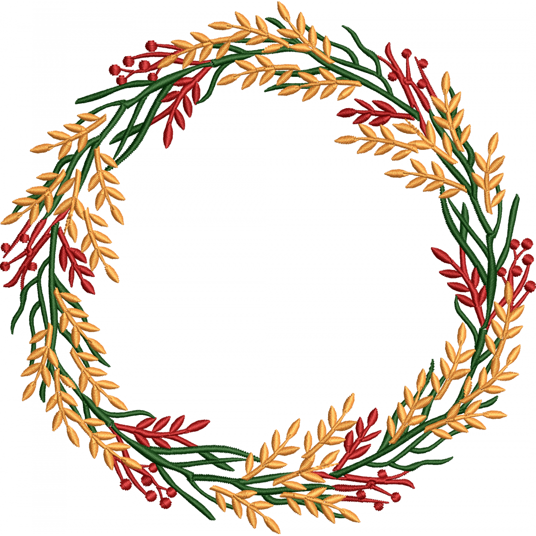 Branch wreath embroidery design