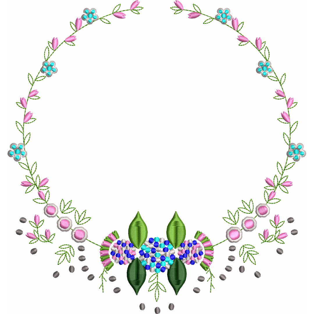 Rococo wreath embroidery design