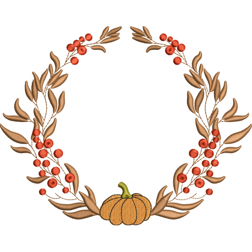 Pumpkin wreath embroidery design