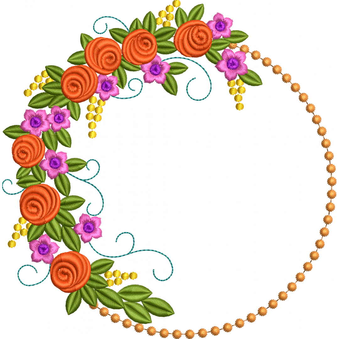 Rose flower wreath embroidery design