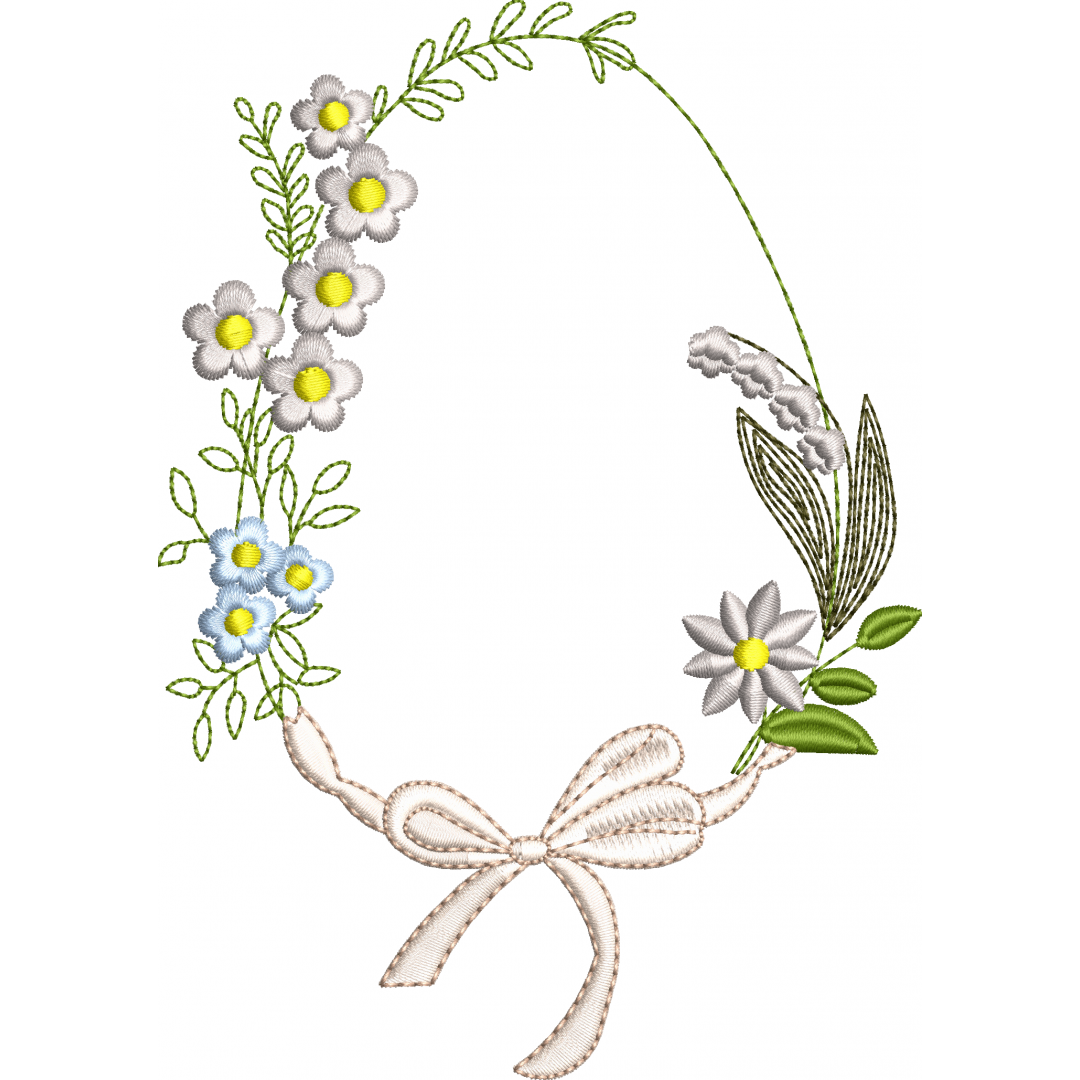 Bow wreath embroidery design