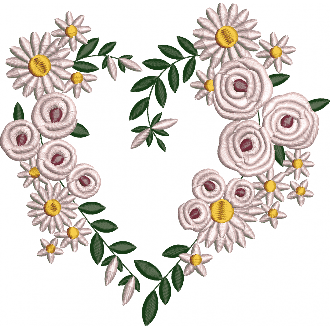 Heart wreath embroidery design