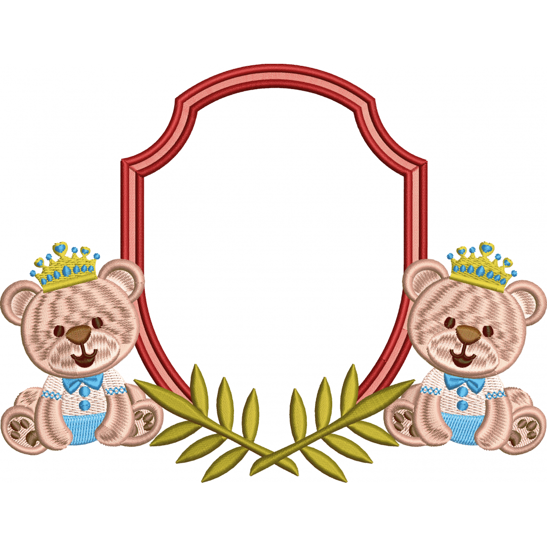 Bear wreath embroidery design 221f