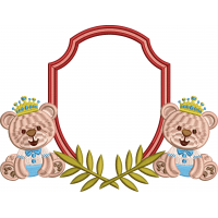 Bear wreath embroidery design 221f