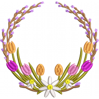 Tulip wreath embroidery design 224f