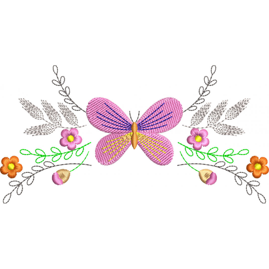 Butterfly wreath embroidery design 246f