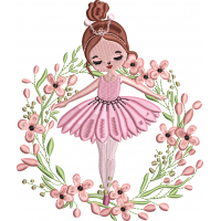 Ballerina embroidery design with garland 254f