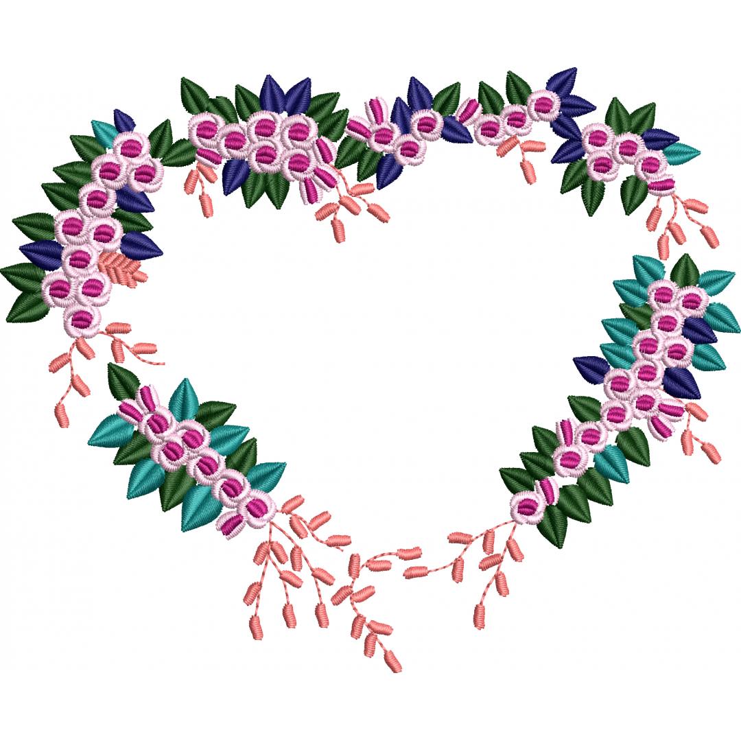 Heart wreath embroidery design 257f