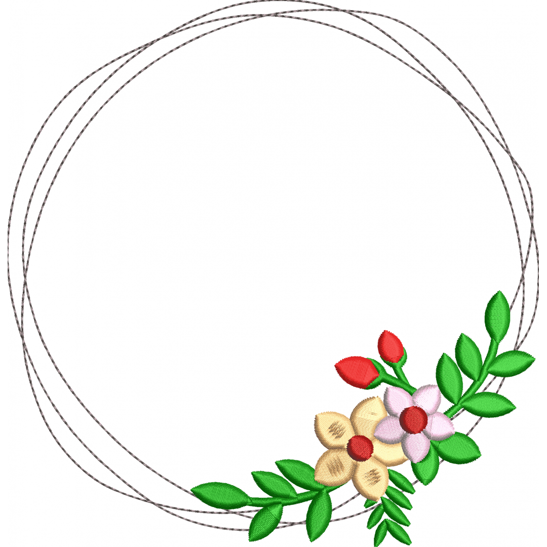 Garland 32f flat stitch circle with flowers