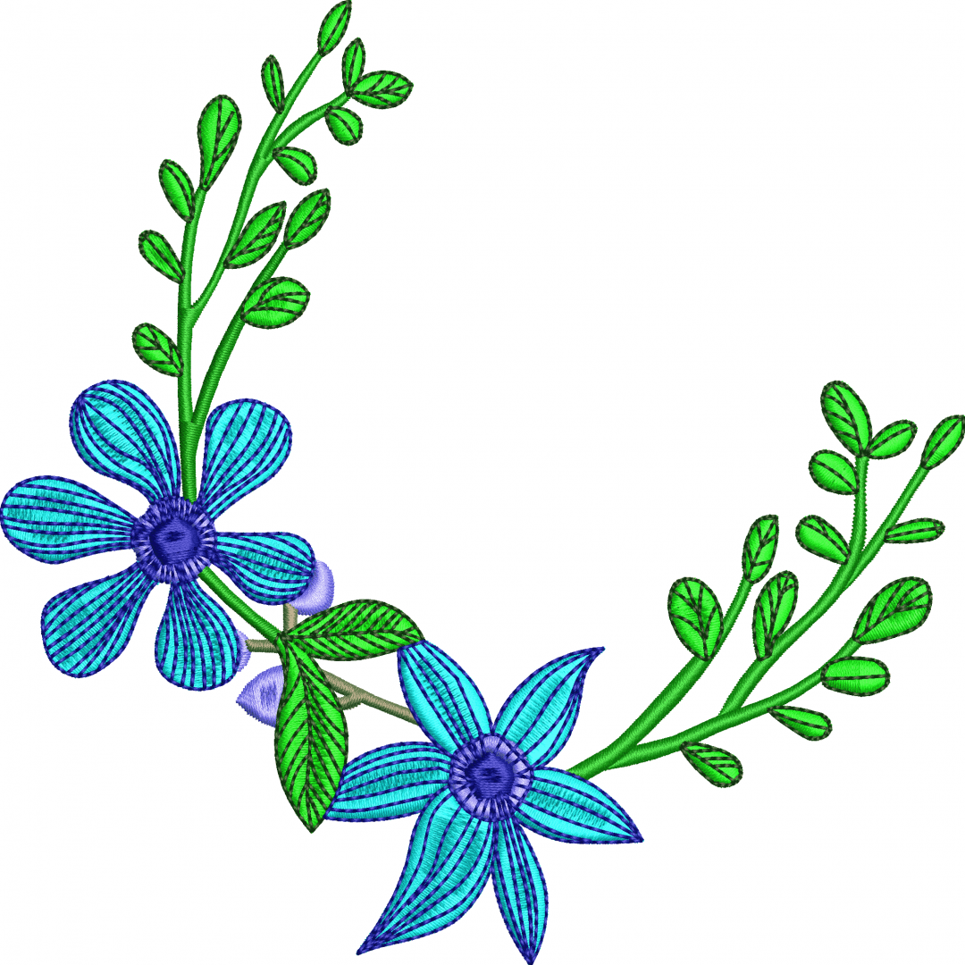Wreath 43f blue flower twig
