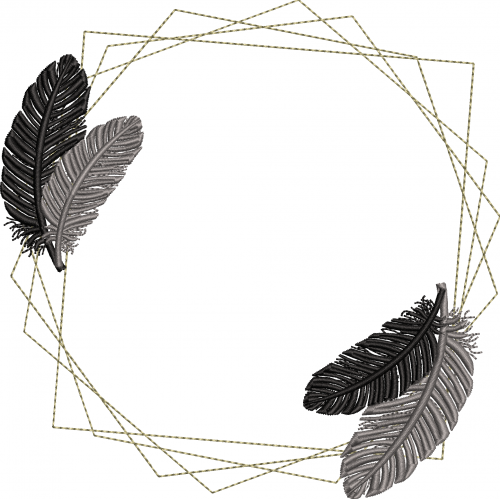 Feather wreath embroidery design