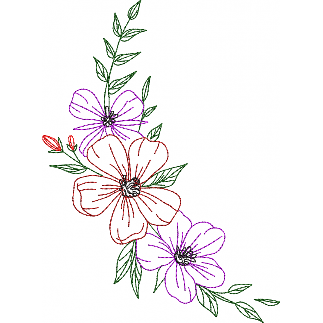 Flower embroidery design 119f