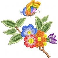 Butterfly flower embroidery design