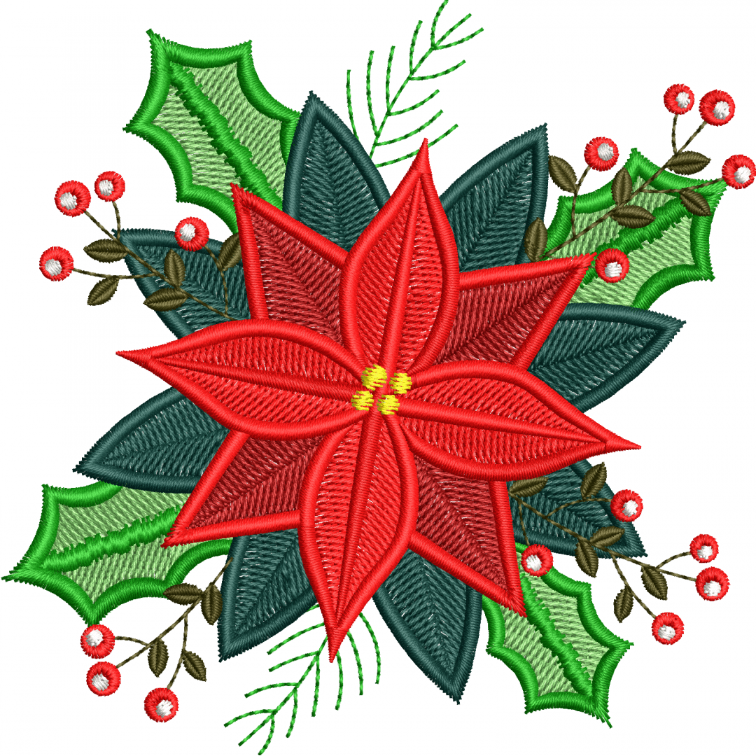 Christmas flower embroidery design