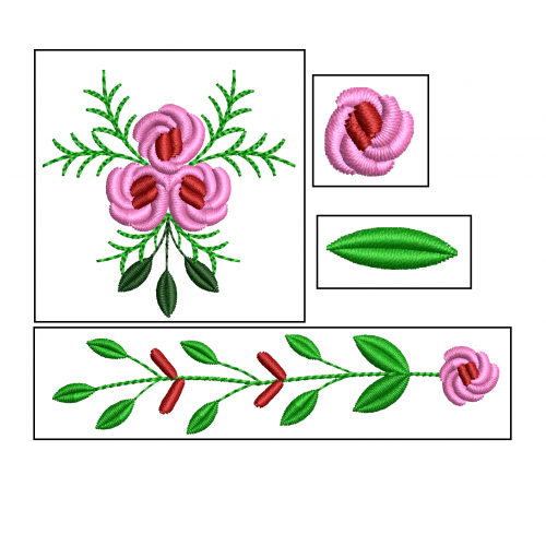Flower embroidery design (set)