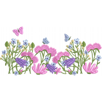 Large flower embroidery design with butterfly 164f