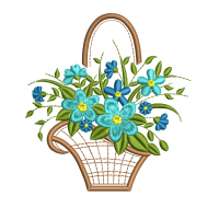 Flower embroidery design in a flower pot 166f