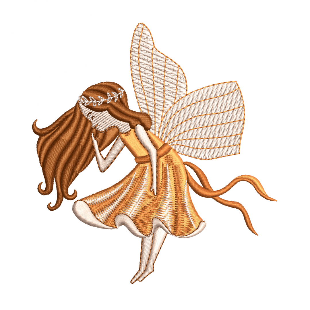 Girl with angel wings embroidery design
