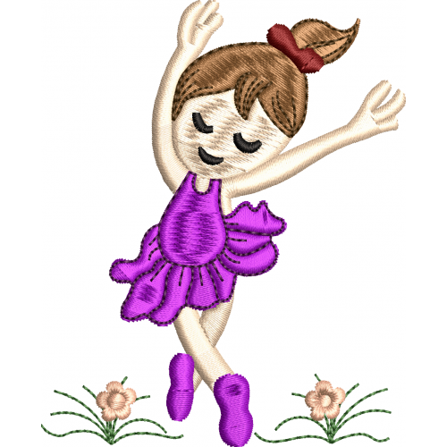 Ballerina girl child embroidery design