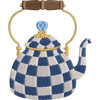 Checker pattern teapot embroidery design 9f