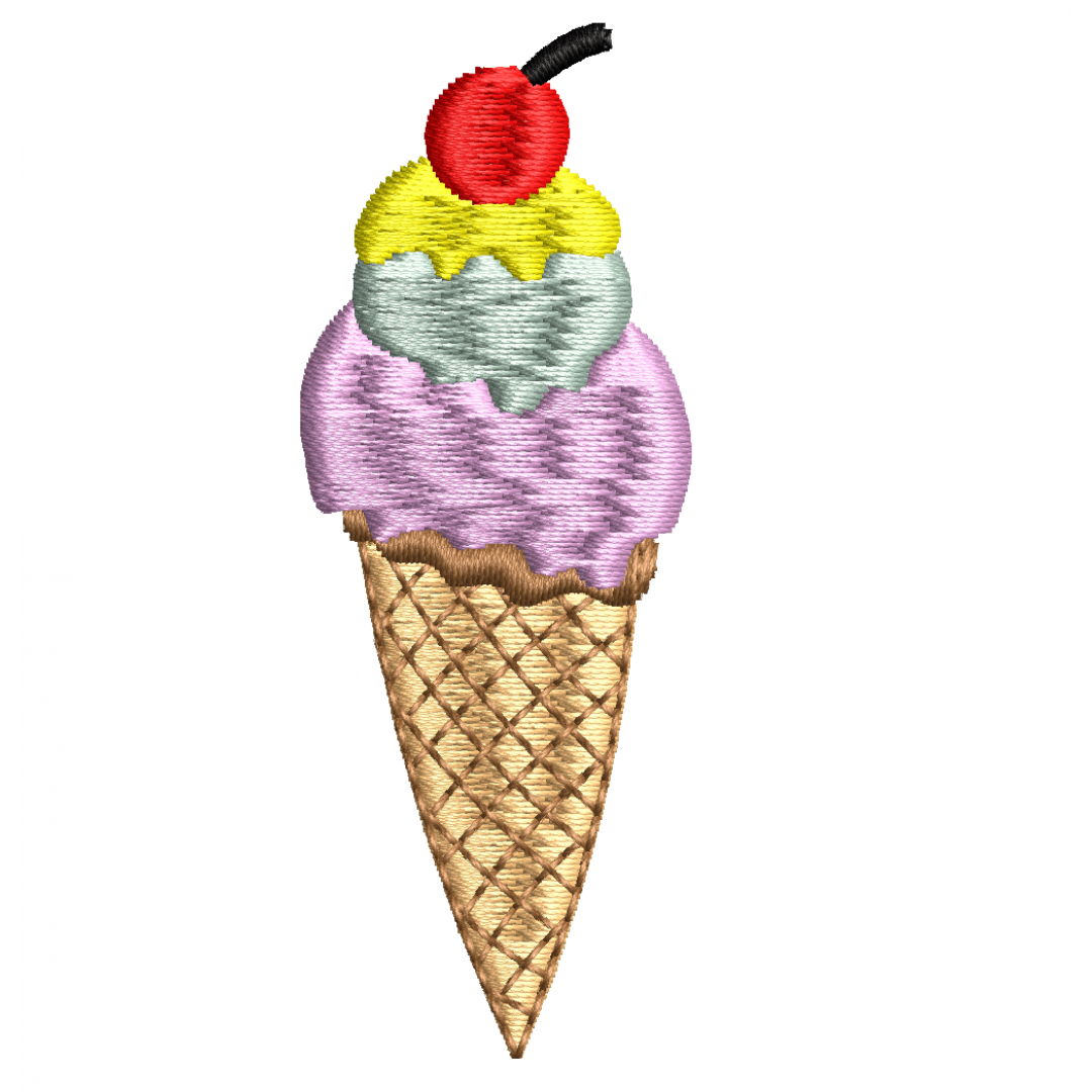 Cone ice cream embroidery design