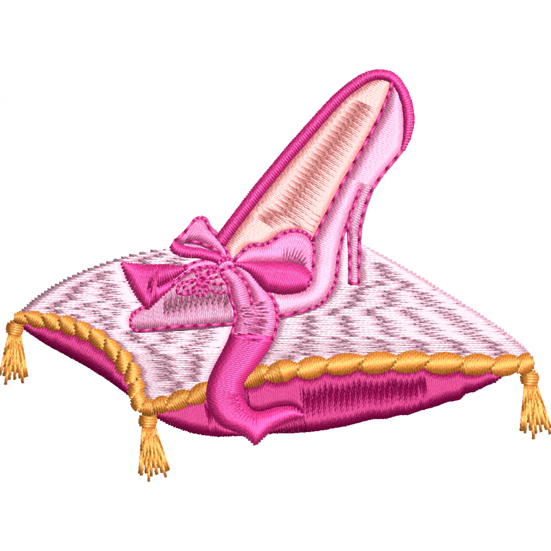 Cinderella's shoe embroidery design 4f