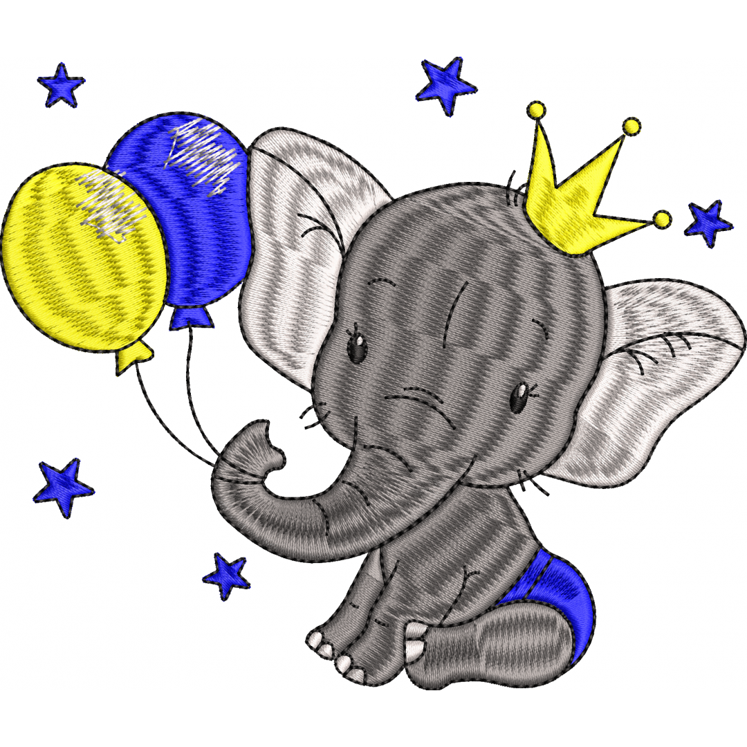 Elephant 2f balloons and crowns