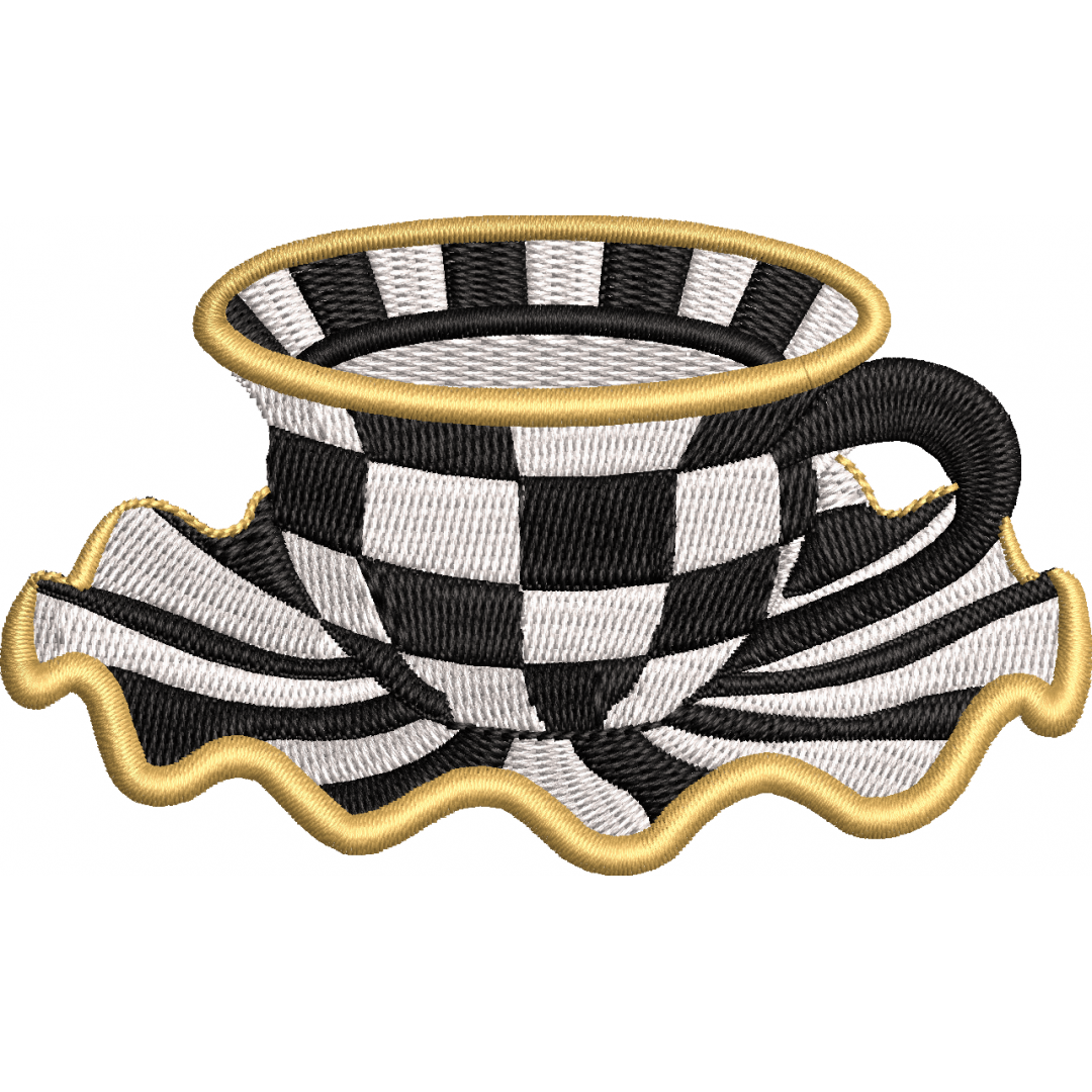 Checkered cup embroidery design 5f
