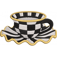 Checkered cup embroidery design 5f