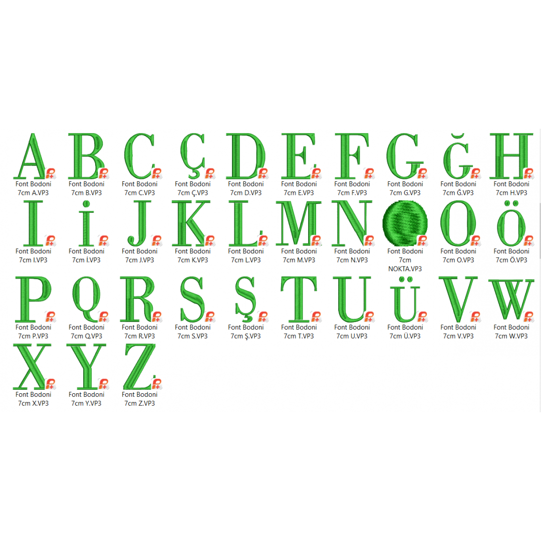 Font Bodoni 7cm only capital letters