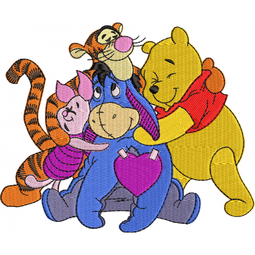 Winnie and Pooh group embroidery designs