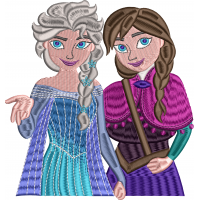 Elsa and Anna embroidery design 72f