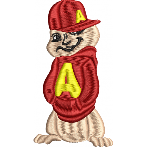 Alvin squirrel embroidery design 77f