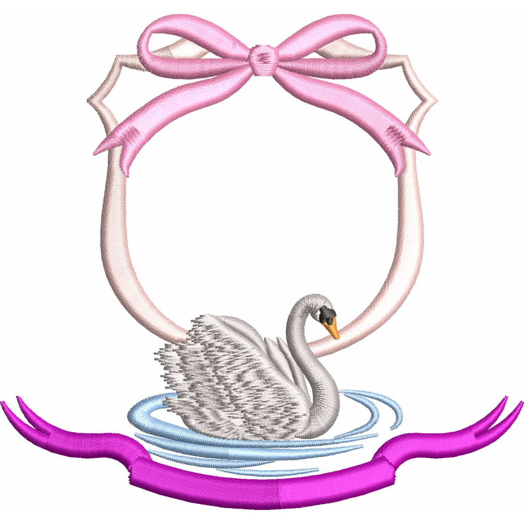 Swan embroidery design with bow 5f