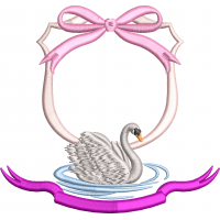 Swan embroidery design with bow 5f
