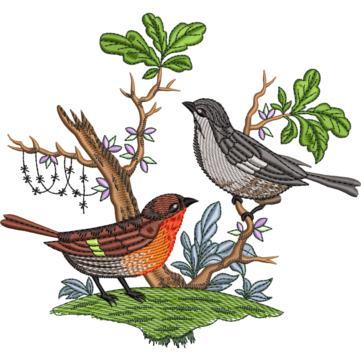 Sparrowbird embroidery design 7f