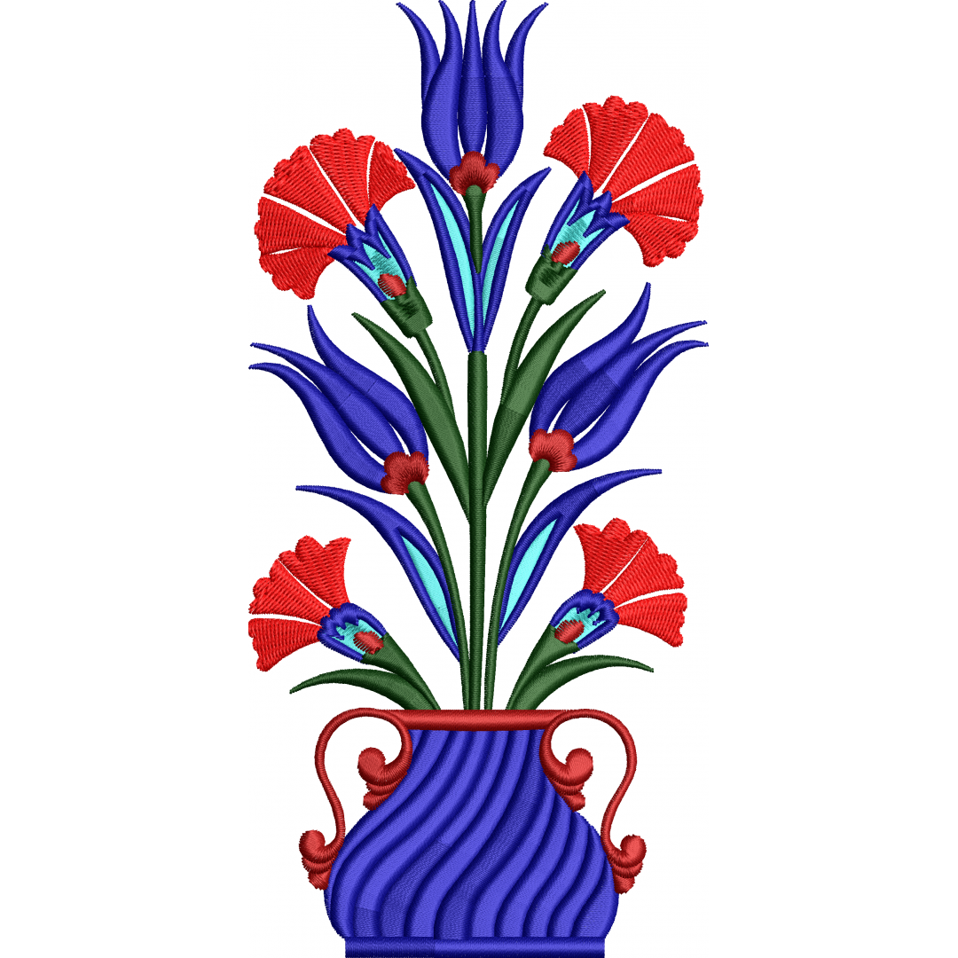 China tulip embroidery design on vase 15f
