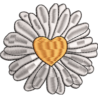 Daisy embroidery design with heart 10f