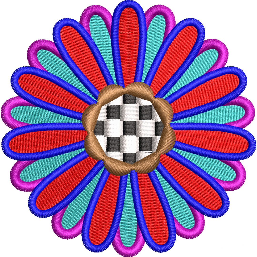 Checkered daisy embroidery design 9f applique