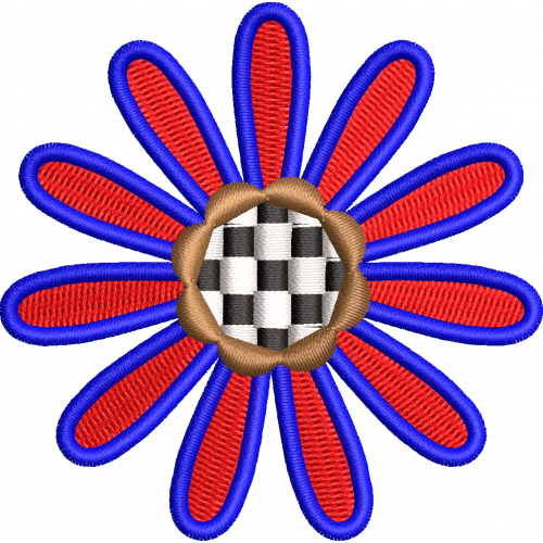 Checkered daisy embroidery design 9f applique